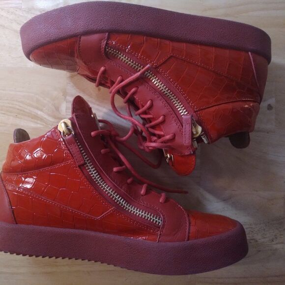 Giuseppe Zanotti Men's Leather Mid-Top Sneaker Crocodile Embossed 39.5 - Picture 3 of 7